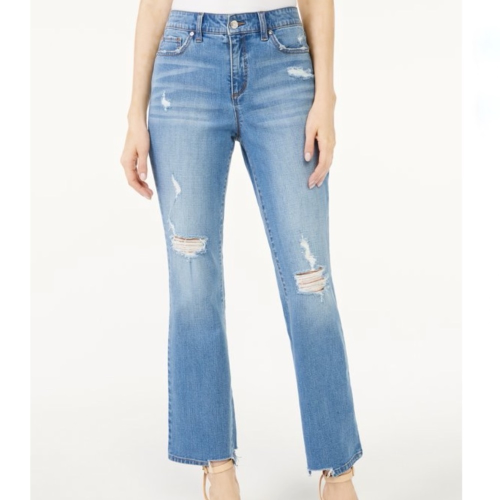 NWT Scoop cropped flare distressed medium wash jeans 20